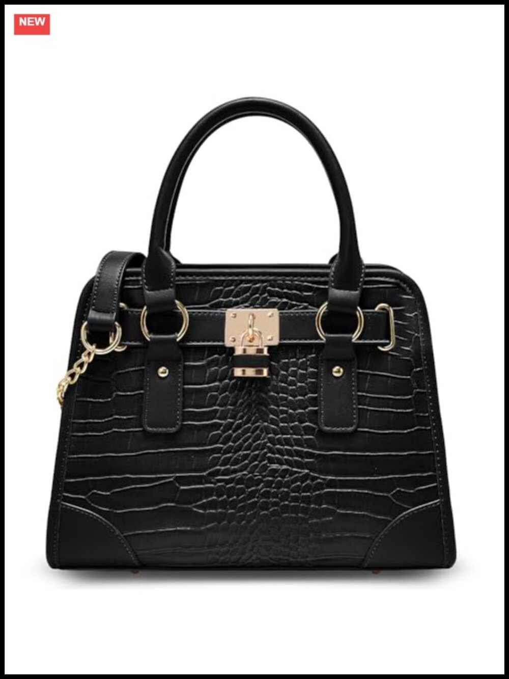 PU Leather Crocodile Satchel Top Handle Purse Vegan Leather Chain Shoulder Bag